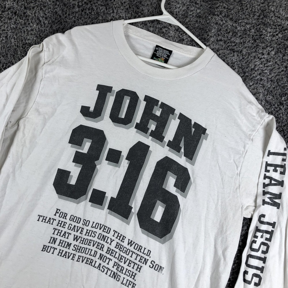 Vintage Space Jam Shirt Mens Large White‎ John 3:16 Jesus Christian Long Sleeve
